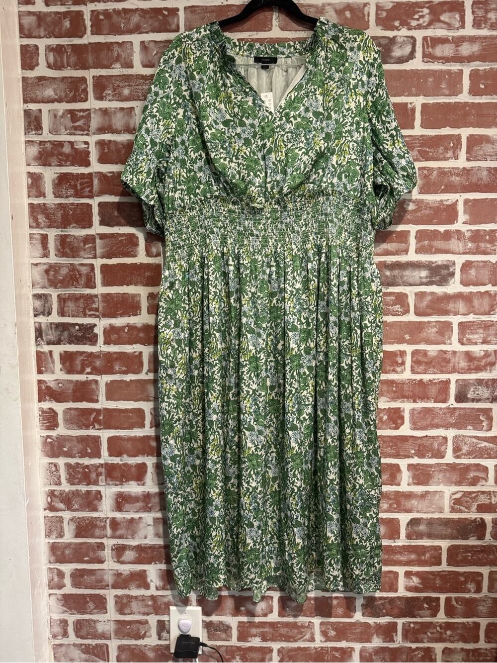 J.Crew Smocked-Waist Featherweight Satin Dress in Tossed Floral NWT 2X